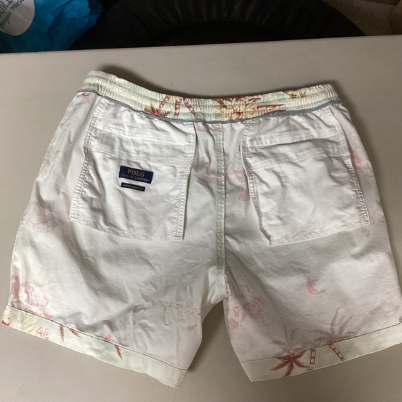 Polo Ralph Lauren Mens Shorts L White Tropical Island Surf Teddy Bear Hula Dance - Picture 12 of 15